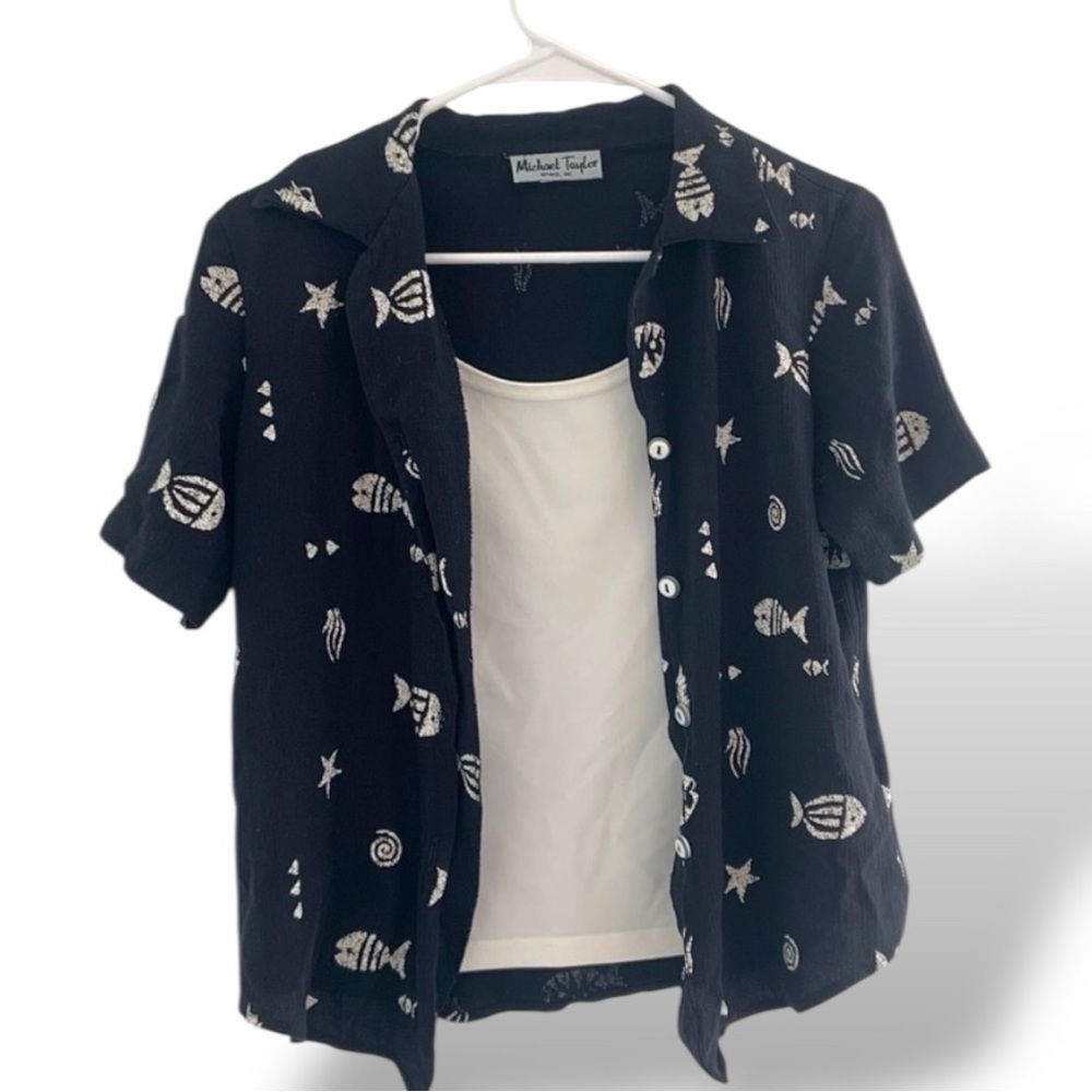 80’s Michael Taylor Coastal Print Shirt